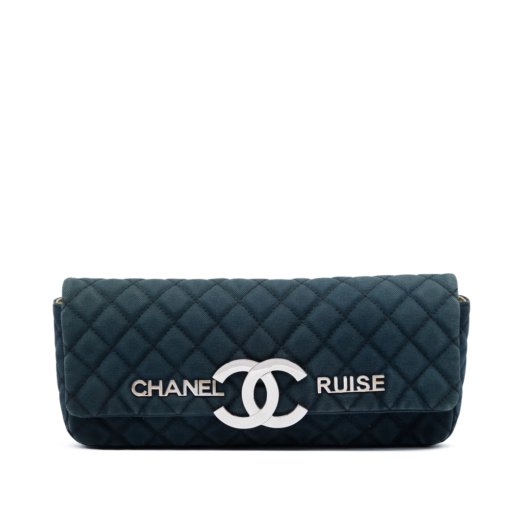 Pre-Loved Chanel Quilted Canvas CC Cruise East West Flap Clutch